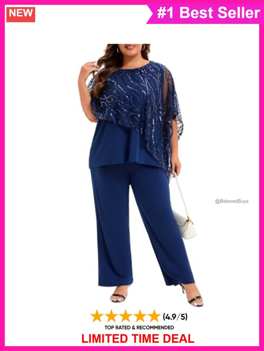 Plus Size Mother of Bride Pant Suit 2 Piece Embroidered Sequins High Low Hem